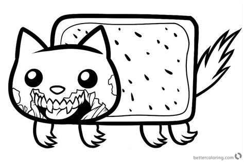 nyan cat coloring pages zombie cat  printable coloring pages
