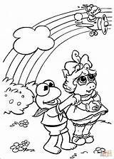 Coloring Pages Rainbow Piggy Gonzo Miss Printable Kermit sketch template