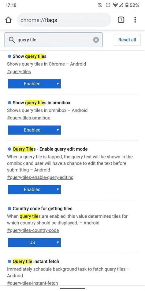 google chrome tests query tiles  speed  searching  mobile