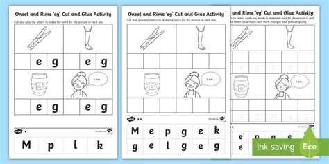 onset  rime differentiated worksheets