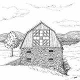 Barn Barns Coloring Patterns Drawing Pages Horse Drawings Old Quilt Transfer Appalachian Farm Line Embroidery Canvas Quilts Geese Flying Beyond sketch template