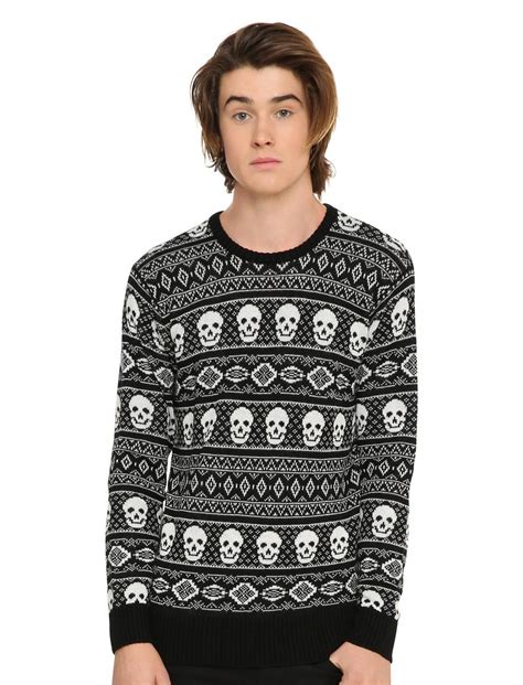 xxx rude skull intarsia sweater hot topic