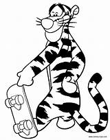 Tigger Coloring Pages Skateboard Disney Playing Hockey Football Disneyclips Funstuff Printable sketch template