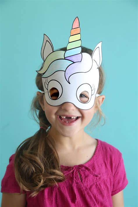 unicorn masks  print  color  printable   autumn