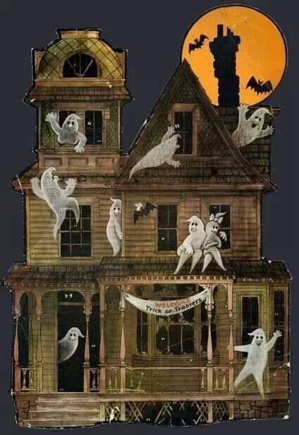 pin on spooky and cute haunted house art