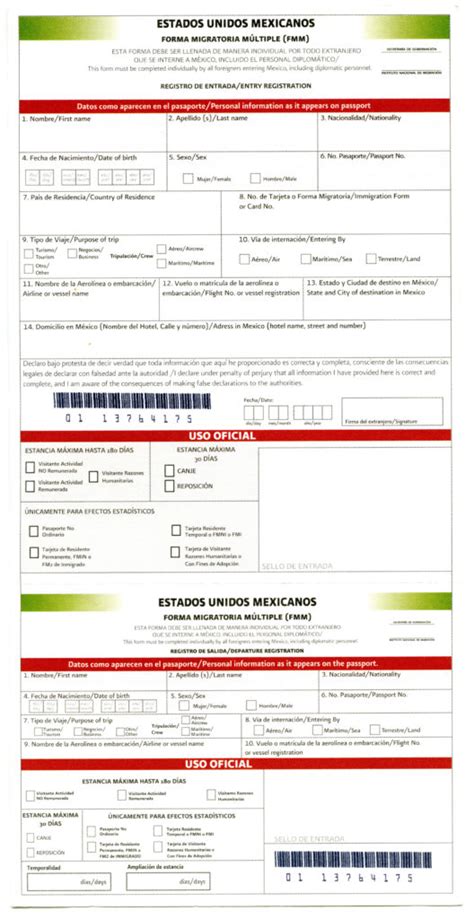 mexican immigration form authentic spanish materials