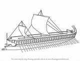 Drawing Trireme Greek Ship Draw Warship Drawings Paintingvalley Learn sketch template