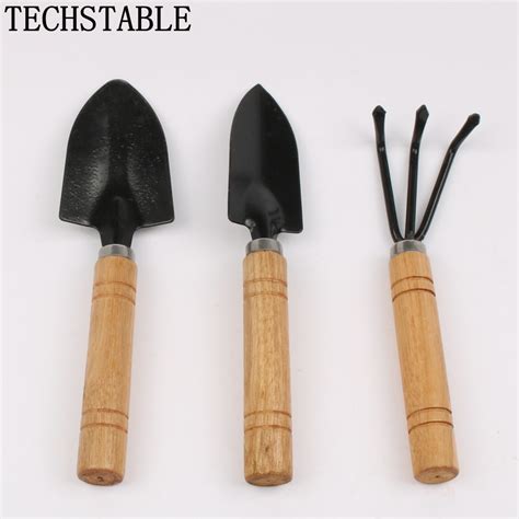 garden  piece mini rake small shovel floral shovel wooden gardening tools  spade shovel
