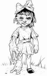 Coloring Pages Zombie Creepy Scary Colouring Dolls Cartoon Halloween Color Kids Adult Drawing Sheets Print Drawings Child Cute Tattoos Children sketch template