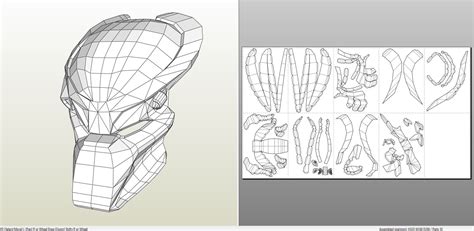 papercraft pdo file template  alien predator mask