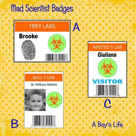 mad scientist personalized printable badges kids craftspreschool