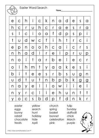 easter word search worksheets