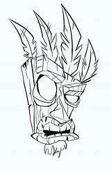 Tiki Crash Caldora Pat Bandicoot Maske sketch template