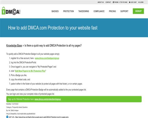 quick   add dmca protection    pages