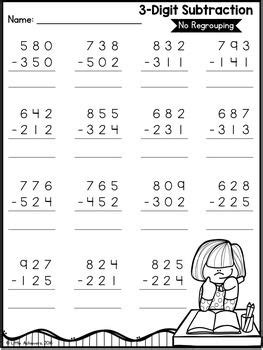 digit addition  subtraction  regrouping worksheets math