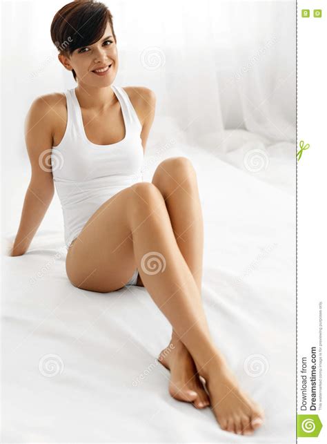 Body Care Beautiful Woman With Long Legs Healthy Soft