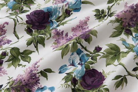 vintage lilac floral cotton fabric  floral cotton fabric etsy