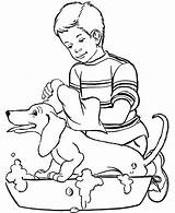 Coloring Pet Washing Healthiness sketch template