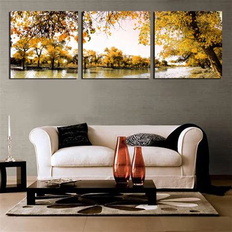 home decor living room modular pictures  panel yellow forest river
