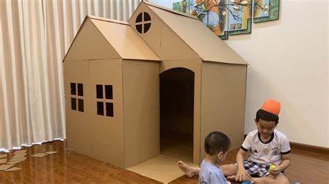 diy     big cardboard house cardboard playhouse  kids youtube