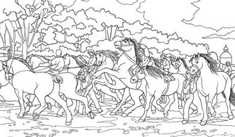 group  horses coloring page netart