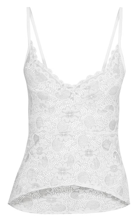 White Sheer Lace Cami Top Prettylittlething