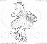 Accordion Alligator Outlined Dancing Playing Illustration Cartoon Clipart Royalty Bannykh Alex Vector sketch template