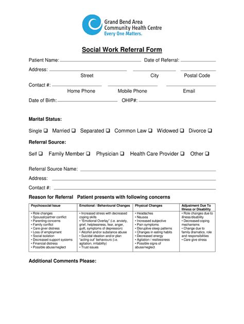 social work referral form fill  printable fillable blank