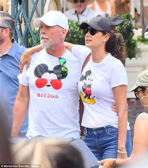 bruce willis and daughters wear mickey mouse shirts at disneyland daily mail online