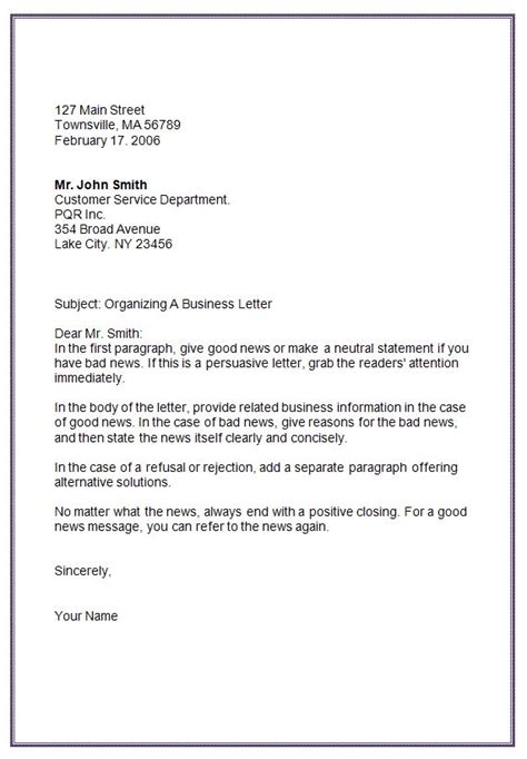 mla format   business letter