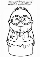 Birthday Happy Coloring Pages Print Printable Adults Wishing Minion sketch template