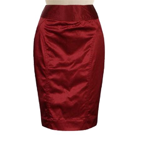 High Waisted Satin Pencil Skirt Custom Fit Handmade