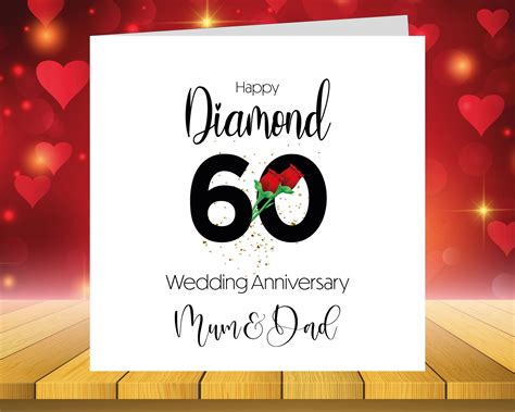 diamond wedding anniversary card  years married mum  etsy uk