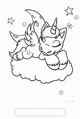 Unicorn Coloring Pages Sleeping Baby Clouds Printable Space Kids Adults Mermaid Unicron Print Cat Color Visit Fairy Girls Printcolorcraft sketch template