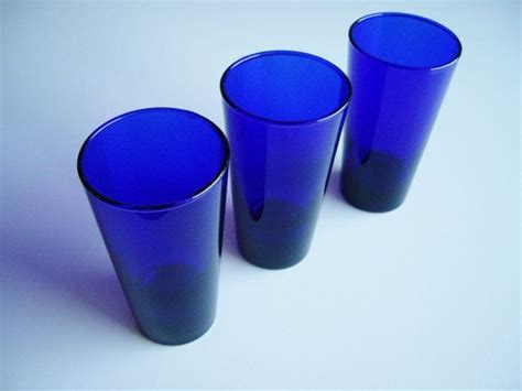 Cobalt Blue Glasses Tumblers Drinking Glass Libbey Set Of Etsy Blue