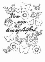 Coloring Pages Self Thoughtful Books Butterfly Adult Printable Affirmations Frame sketch template