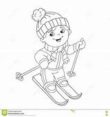 Skiing Skis Paginaoverzicht Kleurend Berijden Beeldverhaaljongen Guida Coloritura Profilo Fumetto Ragazzo Sugli Skier Skating sketch template