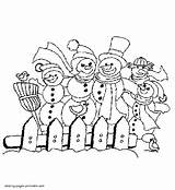 Coloring Pages Family Snowmen Snowman Printable Seasons Big Weather sketch template