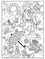Coloring Pages Adult Cat Marjorie Sarnat Books Mandala Dogs Raining Cats Dog Fashions Fanciful Book Printable Sheets Rain Rated Målarböcker sketch template