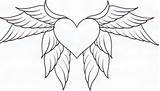 Coloring Wings Pages Hearts Popular Heart sketch template