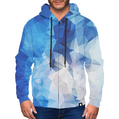 light blue geometric zip  hoodie hoodie lab
