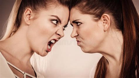 two agressive women having argue fight stock image image of violence
