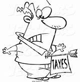 Cartoon Man Coloring Taxes Vector Outline Being Struck Arrow Ron Leishman Royalty sketch template