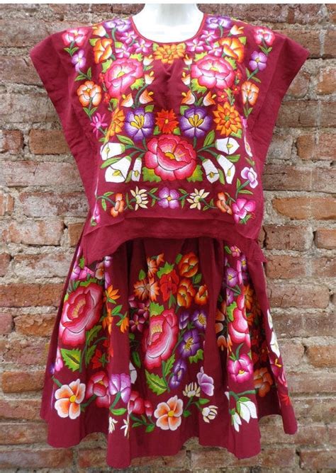 Tehuana Huipil Dress Embroidered From Oaxaca Vintage Mexican Mayan Copal