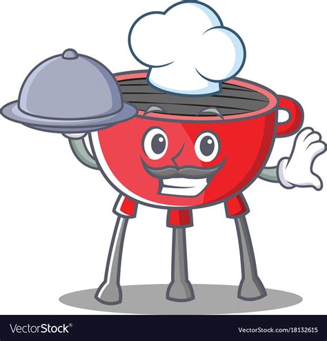 chef barbecue grill cartoon character royalty  vector