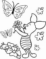 Coloring Piglet Pooh Winnie Pages Printable Flowers Flower Disney Butterfly Color Characters Kids Pig Print Rocks Sheets Quotes Christmas Eeyore sketch template