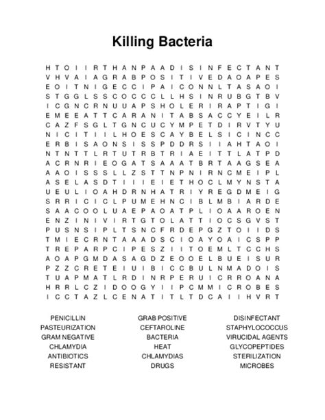 killing bacteria word search