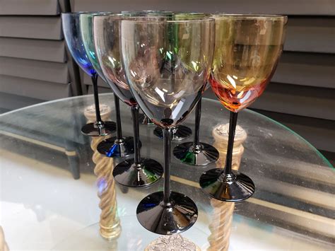 mid century wine glasses set of 8 multi colored wine