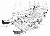 Wharram Pahi 42 Catamaran Polynesian James Cutaway Courtesy Drawing sketch template