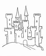 Castle Castles Coloring Medieval Pages Knights Burg Colouring Draw Drawing Fantasy Easy Drawings Outline Ausmalbilder Hill Printable Colour Template Color sketch template